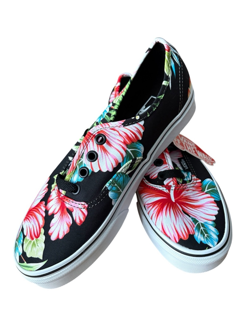 Vans Black Canvas Sneakers with Pink and Green Floral Print